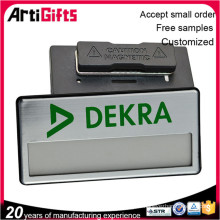 High end reusable name badge with magnetic clip